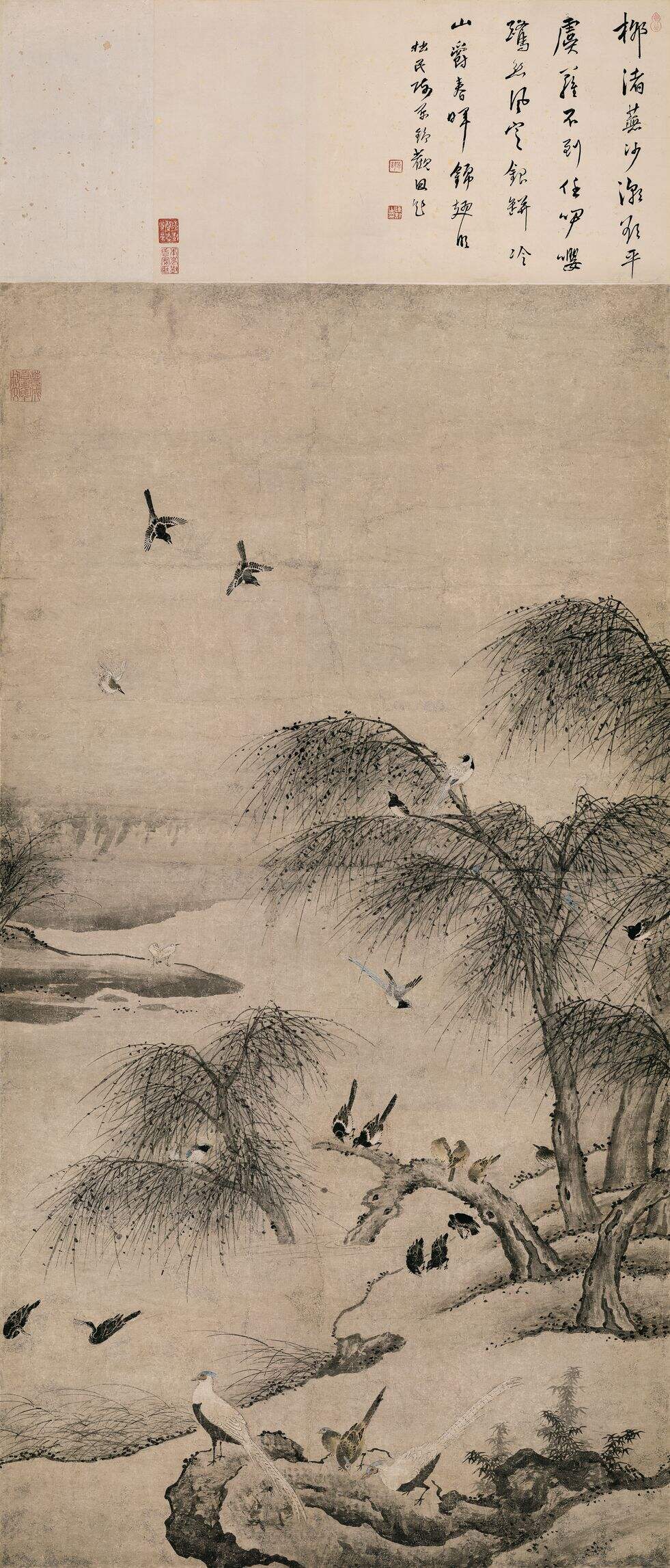 柳汀聚禽图缩略图
