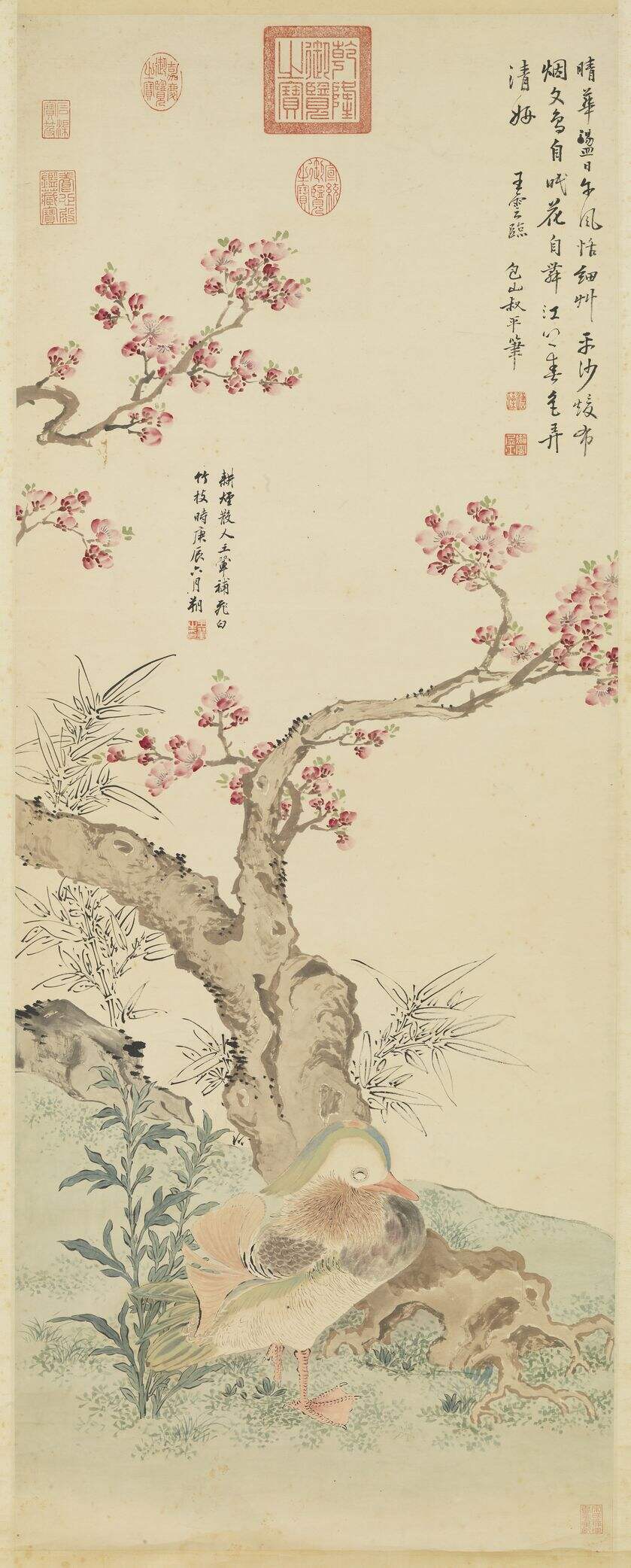 临陆治桃花鸳鸯图（王云王翚合璧）缩略图