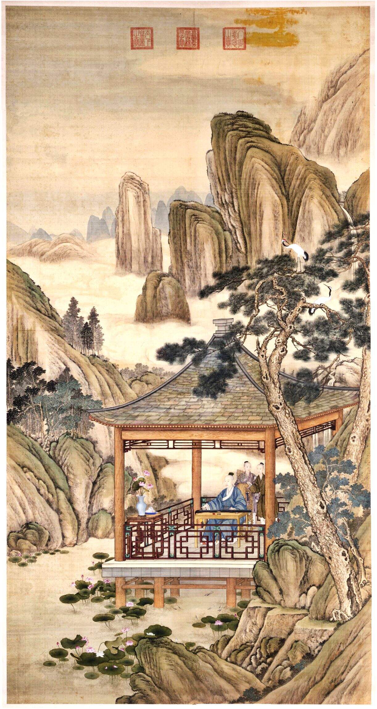 弘历观荷抚琴图缩略图