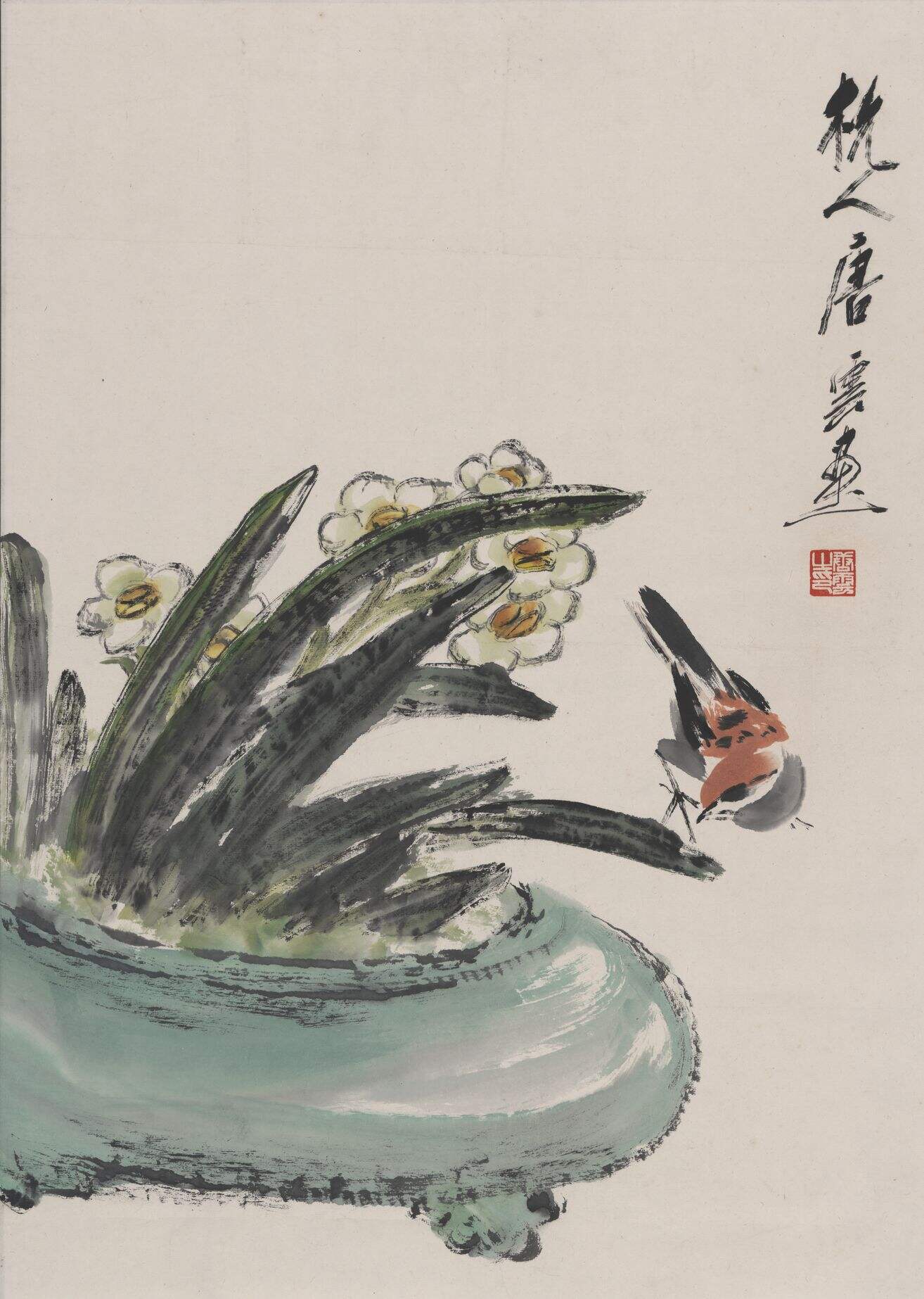 水仙小鸟图轴缩略图