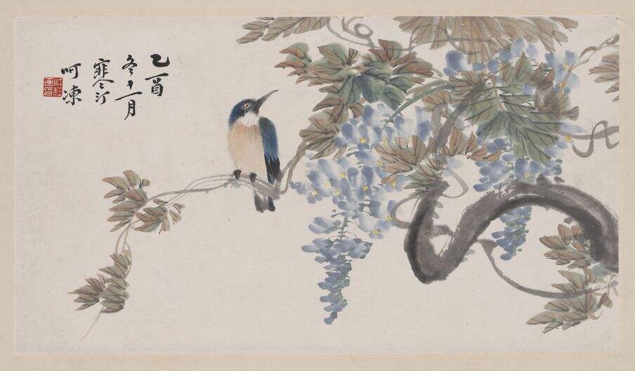 紫滕小鸟图缩略图