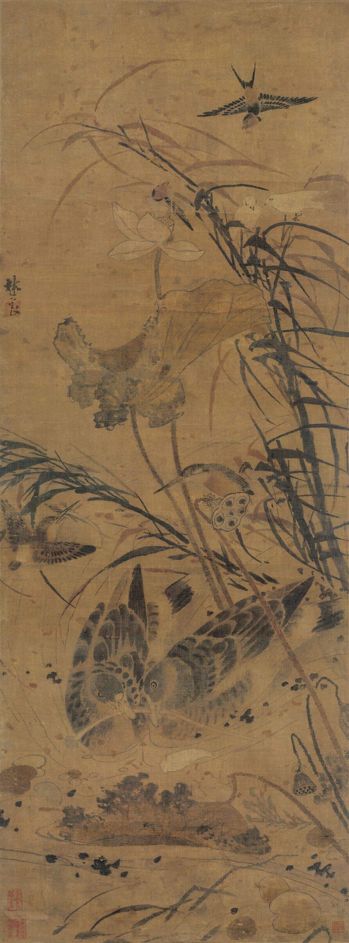 荷塘聚禽图缩略图