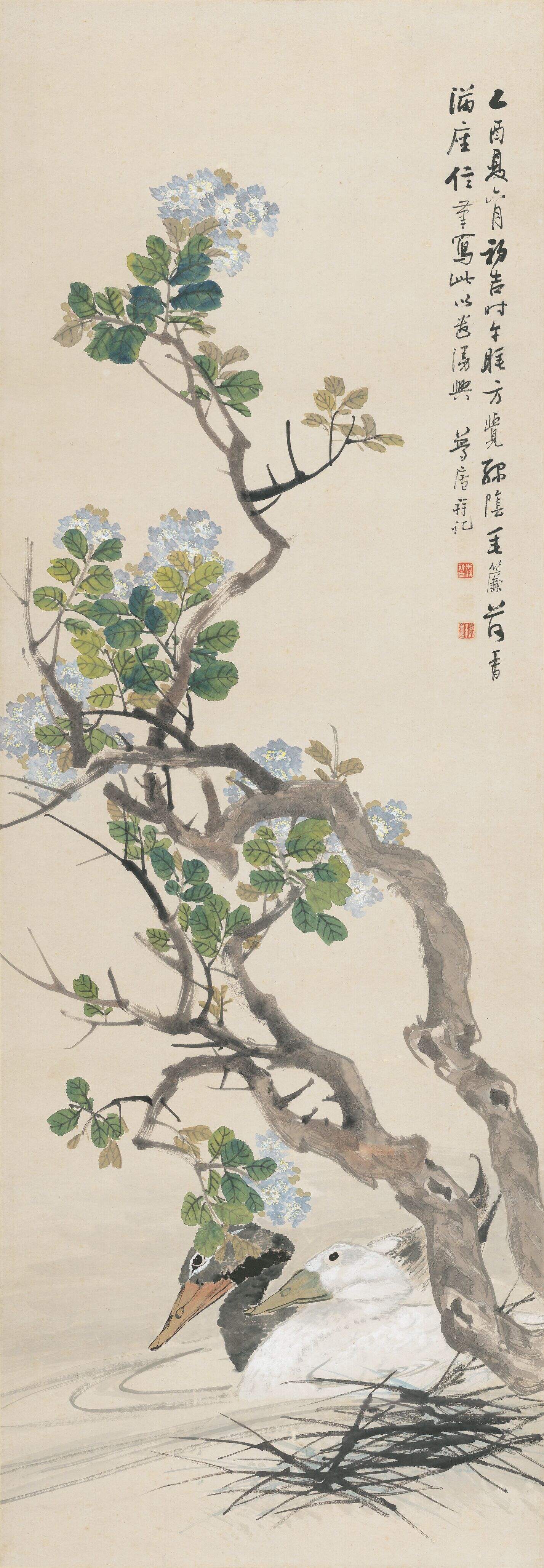 紫薇双鸭图缩略图