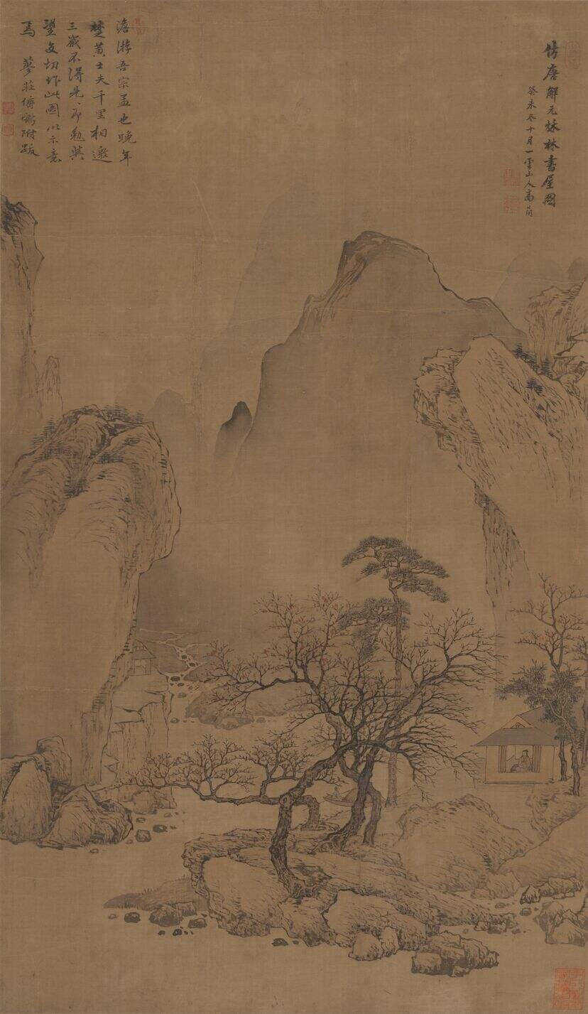 仿唐寅秋林书屋图缩略图