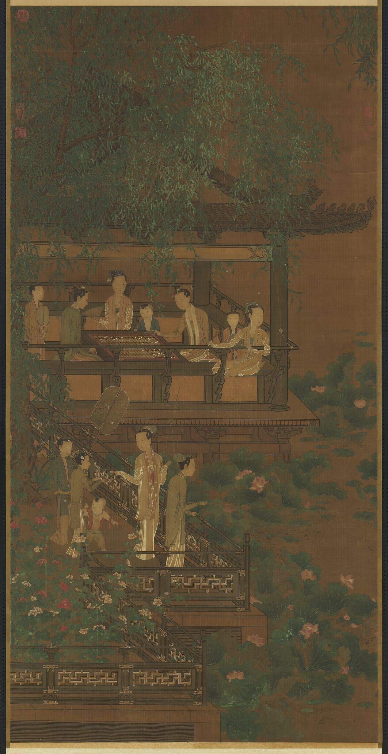 荷亭弈钓仕女图缩略图