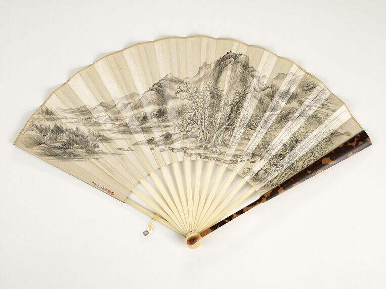 乾隆御临董其昌仿苏轼帖董邦达画山水成扇缩略图