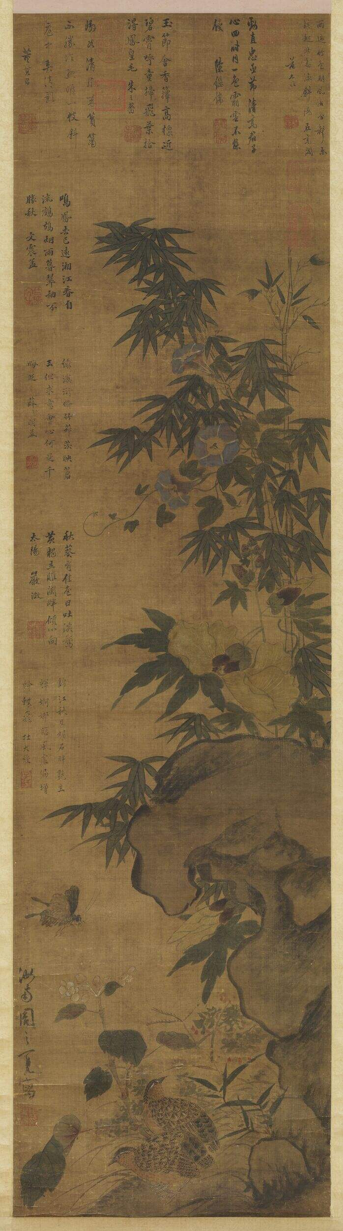 花竹鹌鹑图缩略图