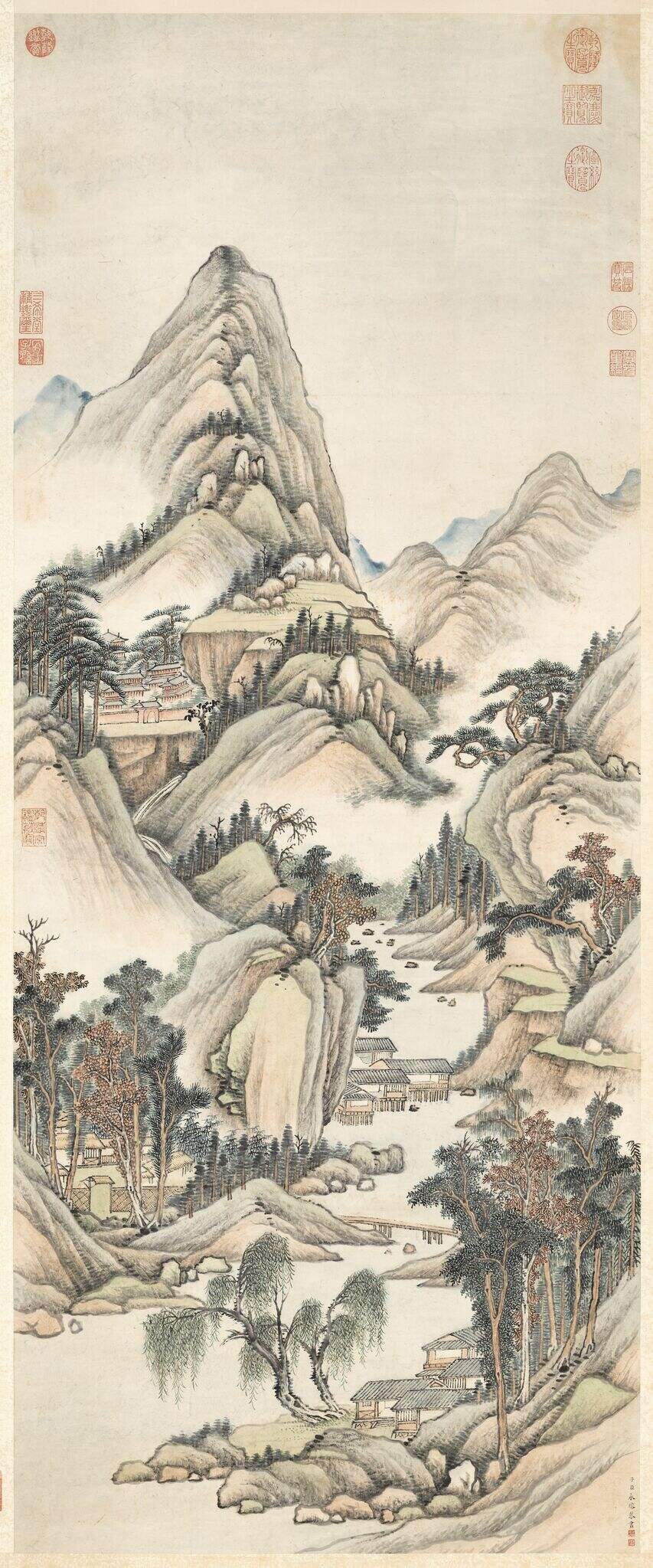 永瑢画秋寺鸣泉轴缩略图