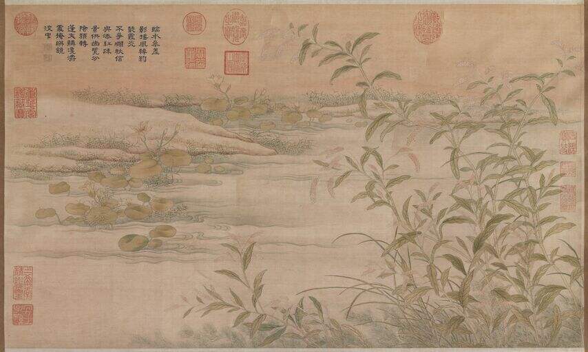 御制诗缂丝白苹红蓼轴缩略图