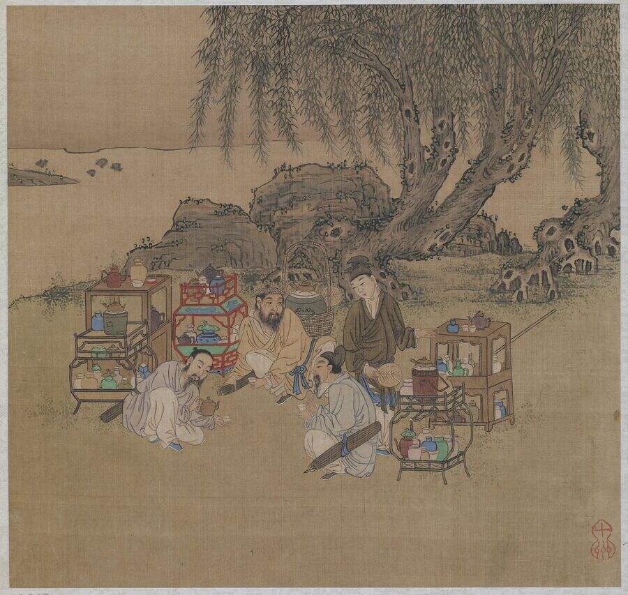 柳荫斗茶图缩略图
