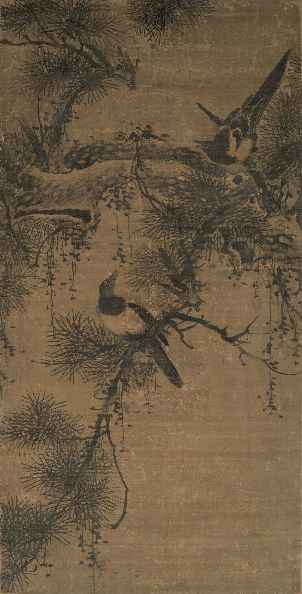 古松双鹊图缩略图