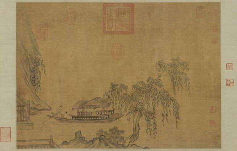 柳溪春舫图缩略图