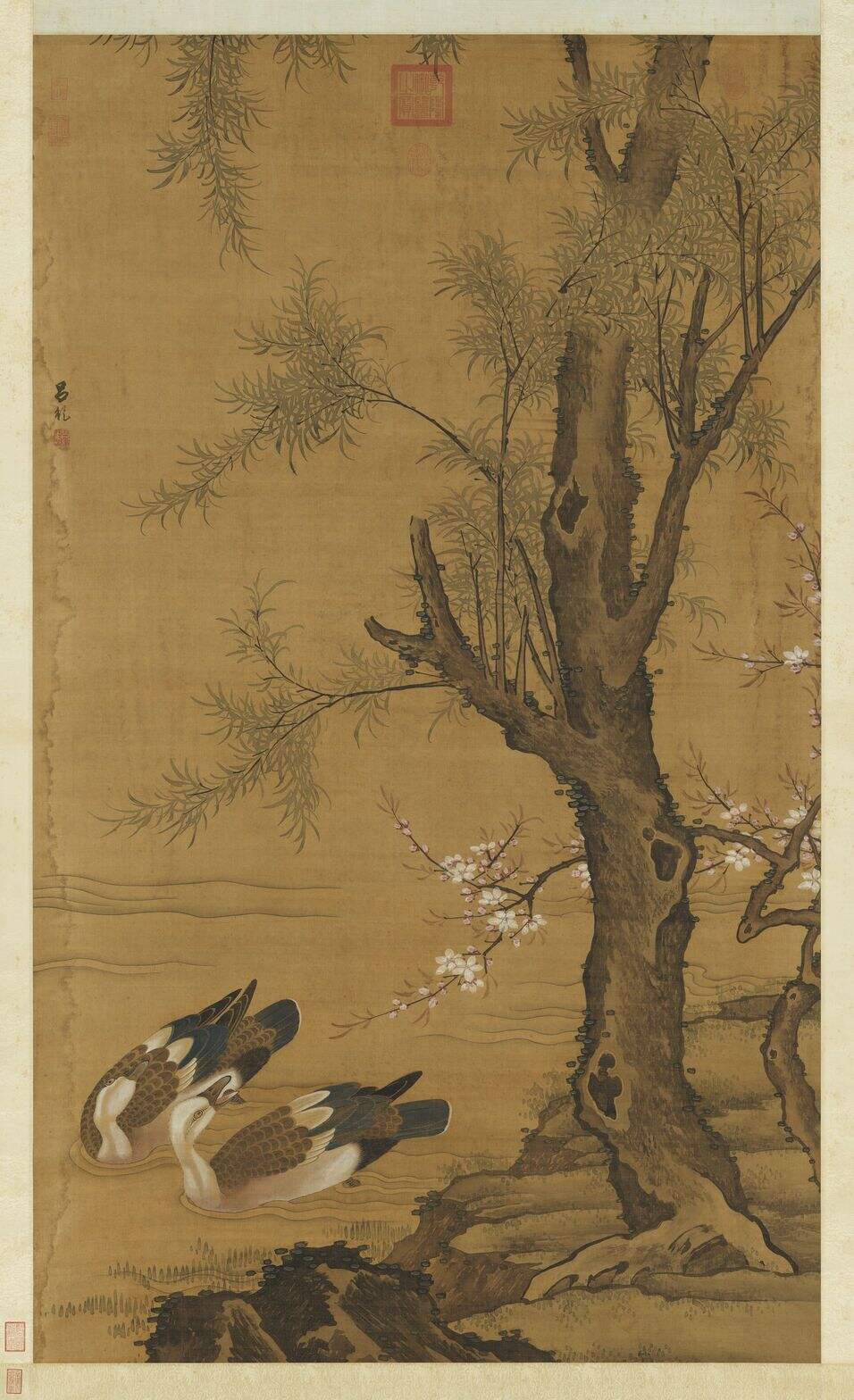 桃柳双凫图缩略图