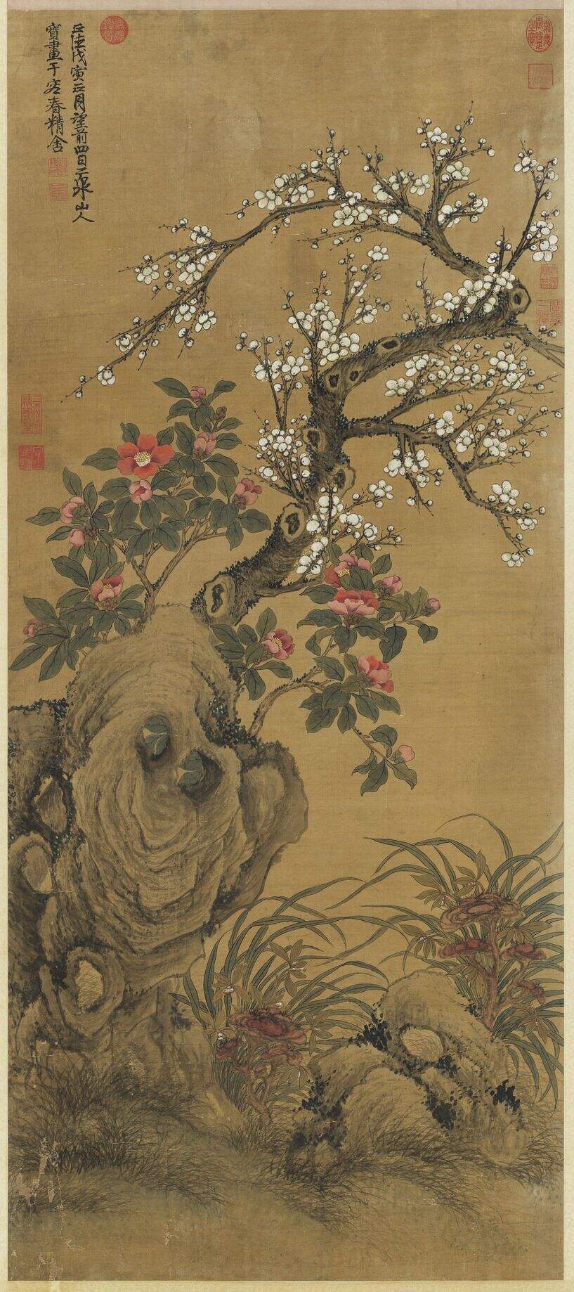 梅花山茶图缩略图