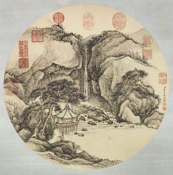 水亭对瀑图缩略图