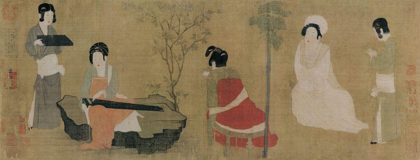 仿周昉宫妓调琴图缩略图
