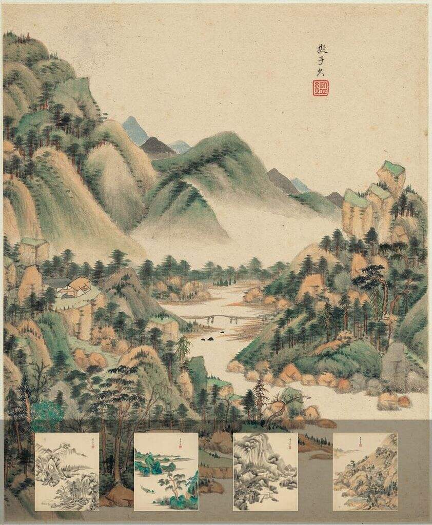仿古山水八开缩略图