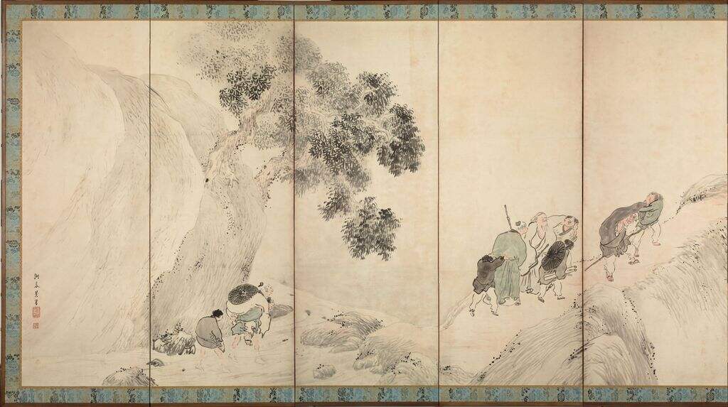 江户时代 山野行乐图屏风-一屏缩略图
