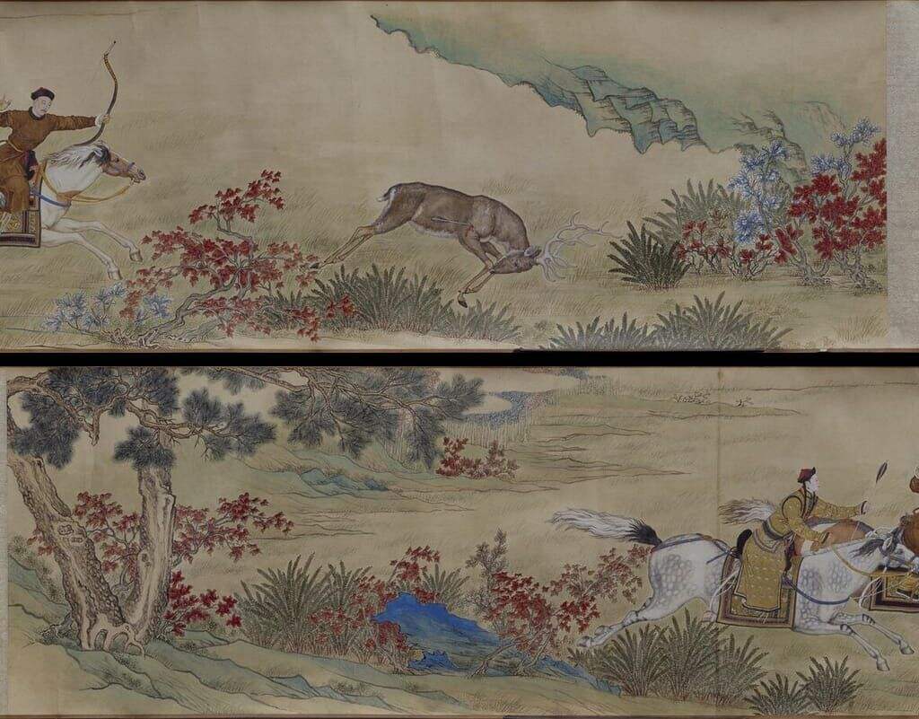 乾隆帝及妃威弧获鹿图卷缩略图