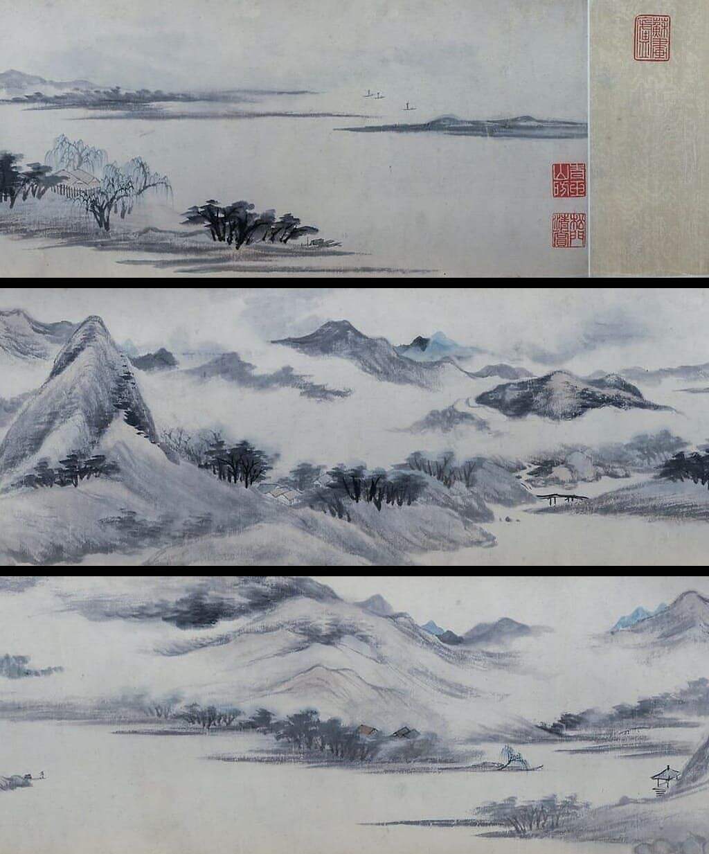 拟米元晖云山烟树图缩略图