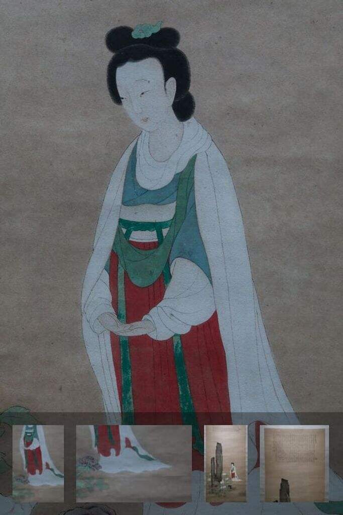 陆灿、薛䲖合画云华惜花图轴缩略图