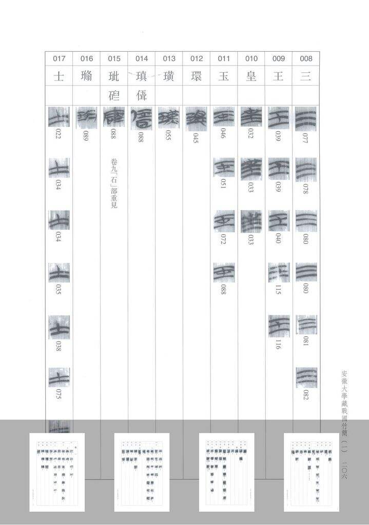 安大简字表缩略图